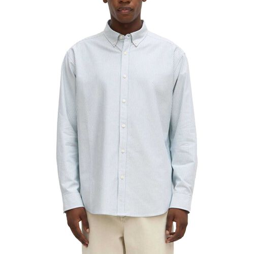 Assembly Label Cotton Oxford Long Sleeve Shirt Green White Stripe